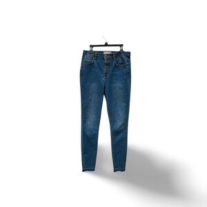 Harper Heritage High Rise Skinny Ankle Jeans Blue Size 26 Button Fly